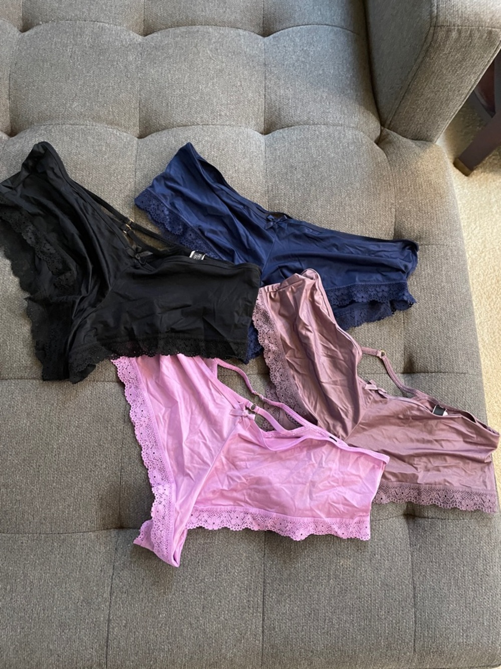 NWT Victoria’s Secret Lace-Trim Bikini Briefs - Black, Navy, Pink, Mauve XL